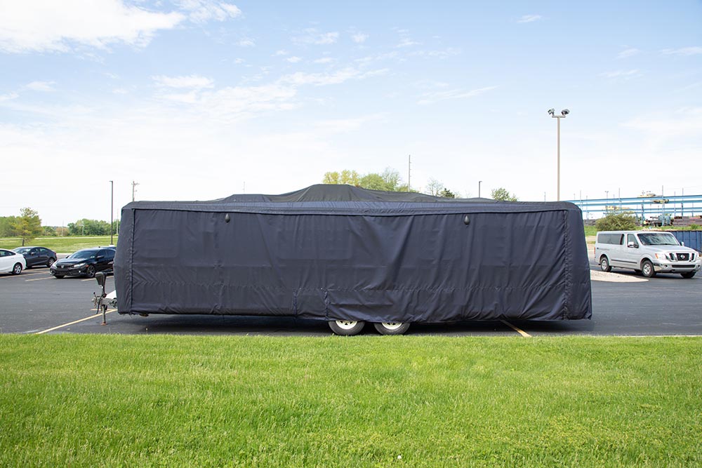We used super durable Top Notch 9 fabric for our RV camper cover.